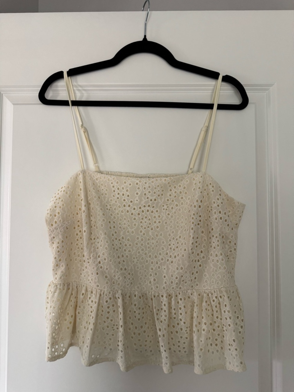 a new day Cream Eyelet Peplum Cami Top